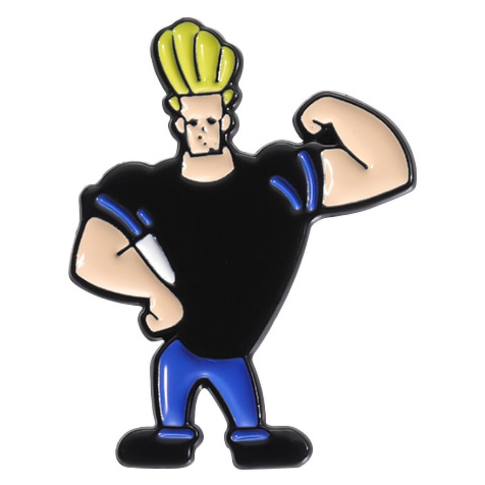 Retro Tough Guy Flex Pose Enamel Pin – Vintage Cartoon Style